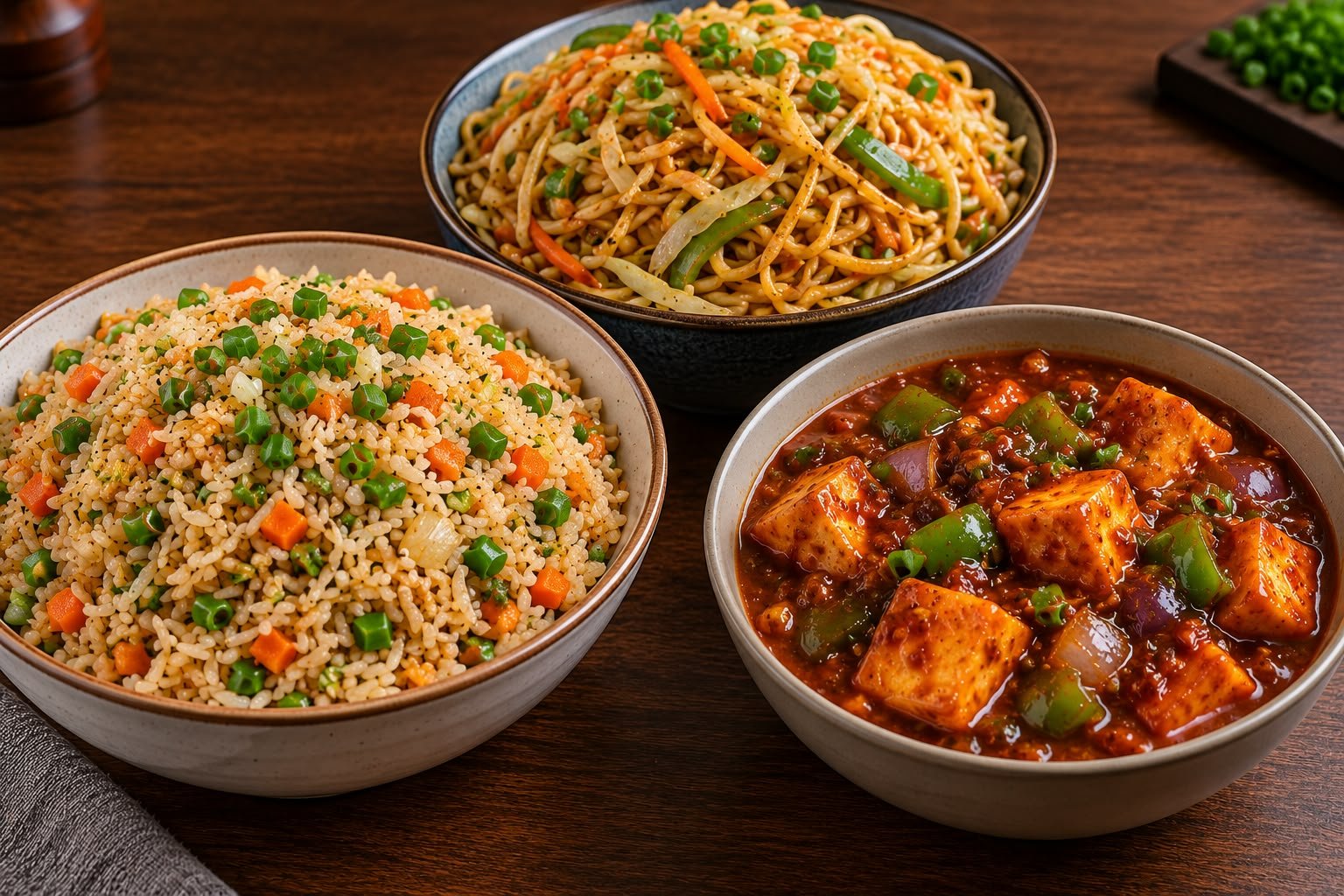 FRIED RICE/ NOODLES + CHILLI PANEER GRAVY