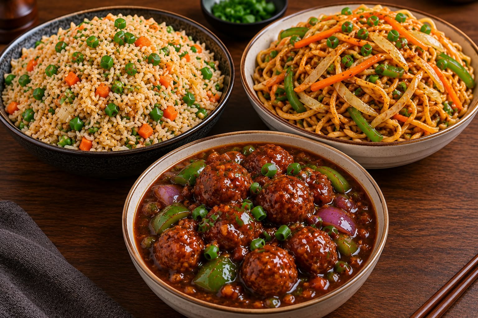 FRIED RICE/ NOODLES + MANCHURIAN GRAVY